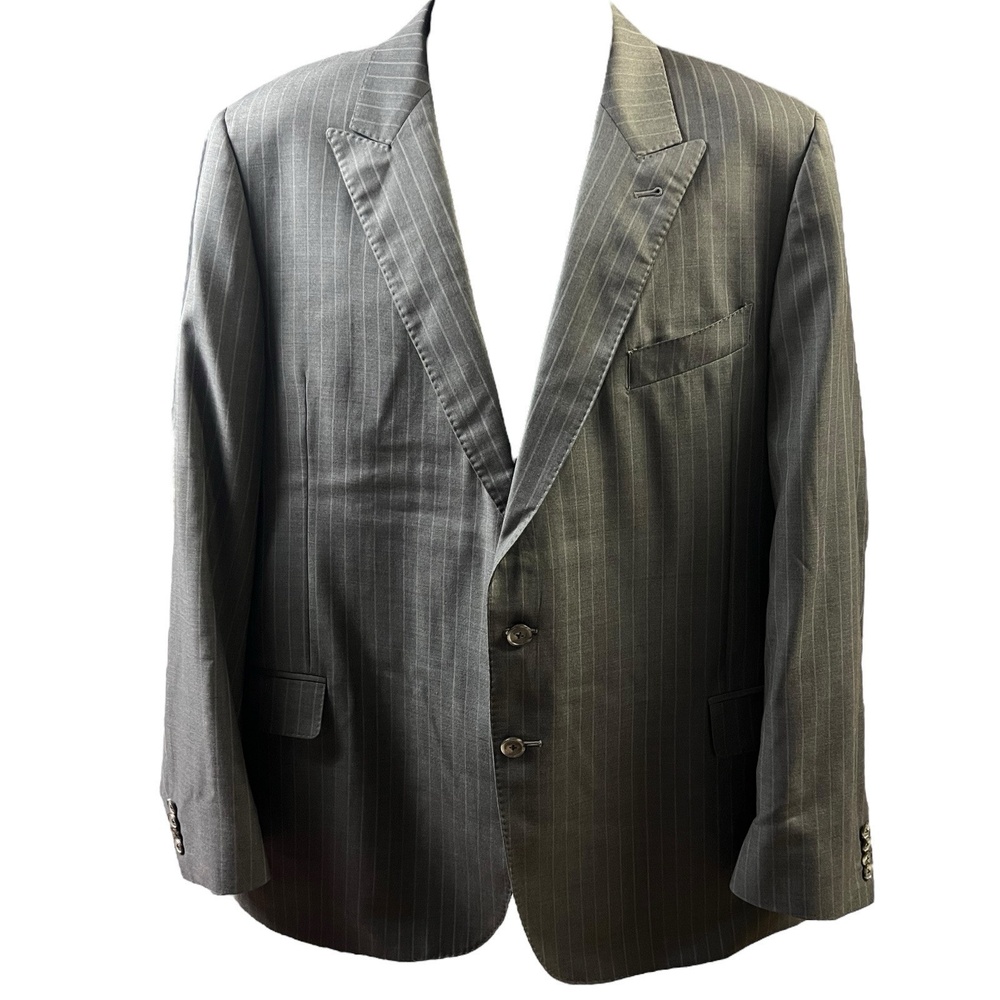 Joseph Abboud Suit Jacket 44R Grey Pinstripe‎ Single Breasted Notch Lapel